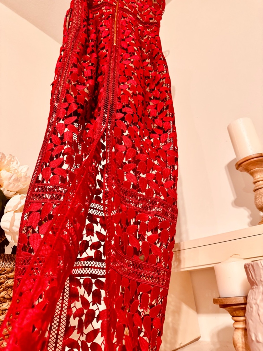 Self-Portrait Red Lace Slip Dress - Picture 8 of 15